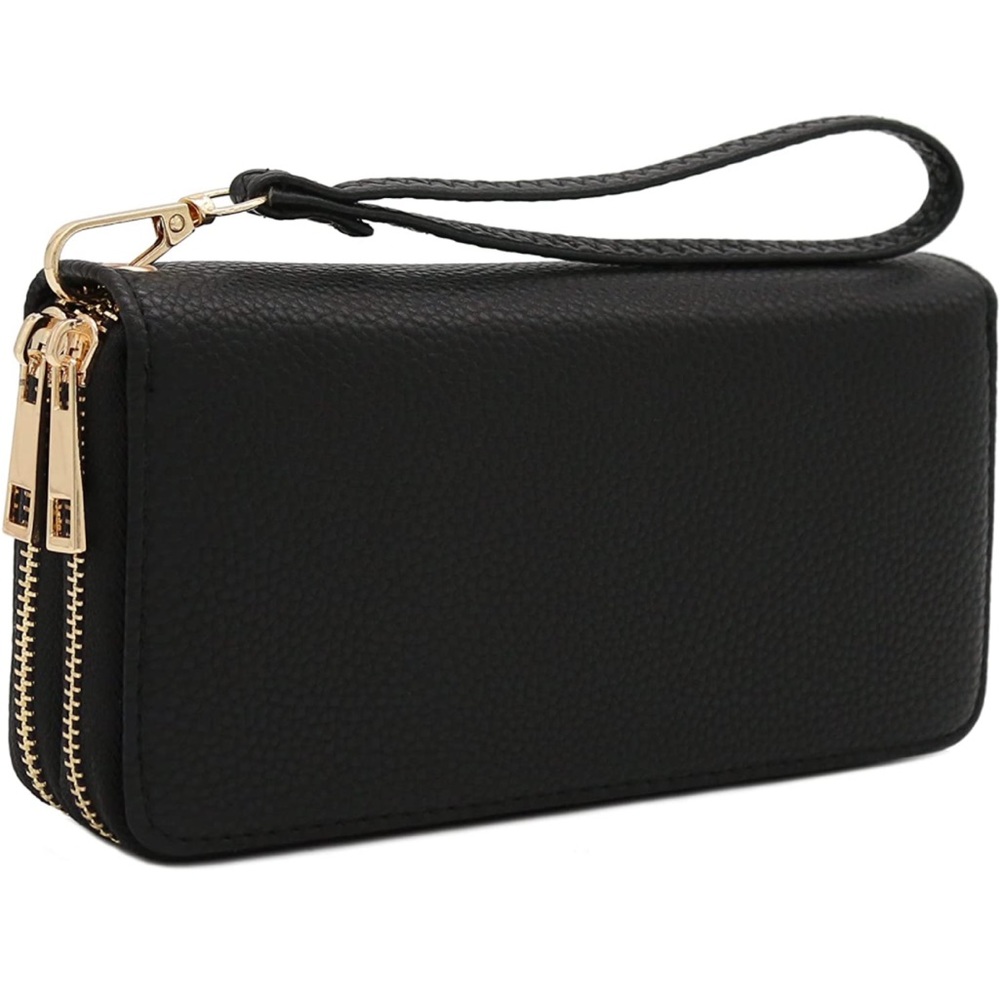 Black Double zip wallet